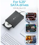 Obudowa IB-525-U3 1x5,25 SATA DVD/Blue-Ray, czarna