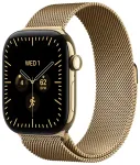 Pulkstenis Apple Watch Series 12 GPS + Cellular 46mm Radiant Gold Titanium Case with Radiant Gold Milanese Loop - M/L