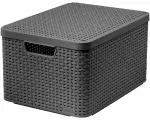 Dėžutė su dangteliu Style L 43,6x32,6x23cm tamsiai pilka