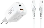 Veger TR150 kelioninis įkroviklis | 100W | PD, PPS | USB-A, USB-C | su USB-C į USB-C laidu komplekte | baltas