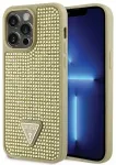 &bdquo;Guess Rhinestones Triangle Metal Logo Case&ldquo; dėklas &bdquo;iPhone 14 Pro Max&ldquo; auksinis | Gold