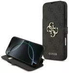 Guess 4G Metal Logo knyginio tipo telefono dėklas iPhone 18 Pro Max | iPhone 17 Pro Max juodas