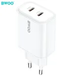 BWOO CDA206 kelioninis įkroviklis | 35W | PD, QC | USB-C | baltas