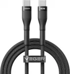 Veger CC05 duomenų perdavimo ir įkrovimo laidas | USB-C į USB-C | PD | 100W | 1.5m | juodas