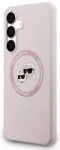 Karl Lagerfeld Liquid Silicone K&CH Heads MagSafe Case Aizsargapvalks priek&scaron; Samsung Galaxy S25 FE / rozā