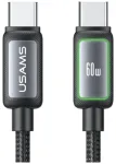 USAMS SJ815 U110 duomenų perdavimo ir įkrovimo laidas | USB-C į Lightning | 60W | 1.2m | juodas