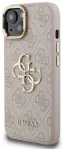 Guess PU 4G Metal Logo Stand Camera Frame Case Aizsargapvalks priek&scaron; iPhone 15 / rozā