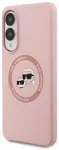 Karl Lagerfeld Liquid Silicone Double Heads MagSafe Case Aizsargapvalks priek&scaron; Samsung Galaxy S25 Edge / rozā