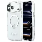 Guess Metal Outline telefono dėklas su MagSafe palaikymu iPhone 18 Pro Max | iPhone 17 Pro Max sidabrinis