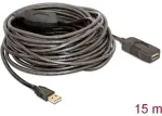 USB kabelis Delock USB-A - 15 m Black (82689)