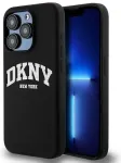 DKNY DKHMP13LSNYACH iPhone 13 Pro | 13 6.1" juodas|black kietas dėklas Liquid Silicone White Printed Logo MagSafe