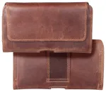 ROYAL Crazy Horse universal horizontal leather belt holster size L for IPHONE 12 / 12 PRO / 13 / 13 PRO / 14 / 14 PRO / SAMSUNG S10 / S20 / S21 / A40 / HUAWEI P8 LITE / P30 / P40 / P9 LITE brown