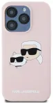Karl Lagerfeld Liquid Silicone Double Heads MagSafe Case Aizsargapvalks priek&scaron; iPhone 15 Pro / rozā