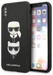 Karl Lagerfeld KLHCPXSAKICKCBK Saffiano Karl&Choupette Head Aizsargapvalks priek&scaron; iPhone X/XS / melns