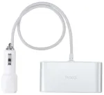 HOCO car charger splitter 3in1 with digital display + 2 x USB A 2,1A Z13 silver