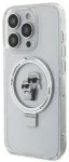 Karl Lagerfeld žiedinis stovas Karl ir Choupette MagSafe dėklas, skirtas iPhone 15 Pro Max baltas