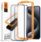 SPIGEN ALM GLASS FC 2-PACK IPHONE 15 PRO BLACK TEMPERED GLASS
