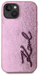 Karl Lagerfeld Wrinkled PU Signature Logo dėklas iPhone 15 Rožinis