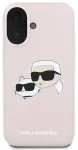 Karl Lagerfeld Liquid Silicone Double Heads MagSafe Case silikoninis dėklas, skirtas iPhone 16 Pink