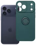 Silicone ring telefono dėklas su stovu iPhone 17 Pro Max | iPhone 18 Pro Max žalias