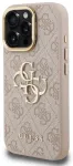 Guess PU 4G Metal Logo Stand Camera Frame Case Aizsargapvalks priek&scaron; iPhone 15 Pro Max / rozā