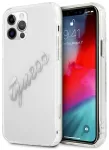Guess GUHCP12LKTRSVSI Hardcase Vintage Script Aizsargapvalks priek&scaron; iPhone 12 Pro Max 6,7" / caurspīdīgs/sudraba