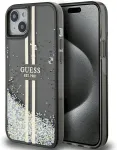 Guess GUHCP15MLFCSEGK Liquid Glitter Gold Stripes Aizsargapvalks priek&scaron; iPhone 15 Plus/14 Plus 6.7" / melns