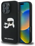 Karl Lagerfeld KLHMP16LSKCHPPLK Silicone Double Heads Print Aizsargapvalks priek&scaron; iPhone 16 Pro 6.3" / melns