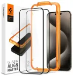 SPIGEN juodas grūdinto stiklo ekrano apsauga skirta iPhone 15 Pro Max