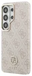 Guess PU Leather 4G Strass Logo Gold Frame telefono dėklas Samsung Galaxy S26 Ultra (S948) rožinis