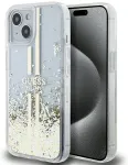 Guess GUHCP15MLFCSEGT Liquid Glitter Gold Stripes Aizsargapvalks priek&scaron; iPhone 15 Plus / 14 Plus 6.7" / caurspīdīgs