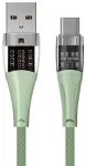 Qualo QTCN-AC-04 Transparent Nylon Kabelis USB-A &ndash; USB-C / 60W / 1.5m / zaļ&scaron;