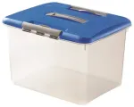 Dėžutė su dangteliu ir rankena Hobby Optima 30L 42,8x34x28,1cm skaidrus/mėlynas