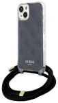 Guess GUHCP15SHC4SEK Crossbody Cord 4G Print Aizsargapvalks priek&scaron; iPhone 15 / 14 / 13 6.1" / melns