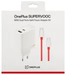 Maitinimo adapteris OnePlus 80W Dual Ports SUPERVOOC Type-C + Type-A su USB-C kabeliu White