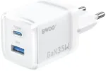 BWOO CDA222 kelioninis įkroviklis | 35W | PD, QC, GaN | USB-C | baltas
