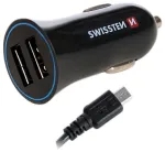 Swissten Auto Lādētājs 12V - 24V / 1A + 2.1A un Micro USB vads 1.5m