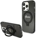 Guess GUHMP15XHRSGSK Hardcase Ring Stand Script Glitter MagSafe Aizsargapvalks priek&scaron; iPhone 15 Pro Max 6.7" / melns
