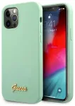 Guess GUHCP12LLSLMGGN Metal Logo Script Aizsargapvalks priek&scaron; iPhone 12 Pro Max 6,7" / zaļ&scaron;