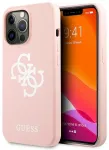 Guess GUHCP13LLS4GWPI Silicone 4G Logo Aizsargapvalks priek&scaron; iPhone 13 Pro / 13 6,1" / rozā
