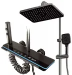 Piano Premium du&scaron;as komplekts ar 3 ūdens izvadiem + digitālais displejs + apgaismojums Black