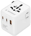 Gembird TPA-1A2C20-01-W Universālais ceļojumu adapteris 20W / balts