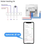 Smart thermostat for water heating floor valves control, 3A, Wi-Fi, black, TUYA / Smart Life