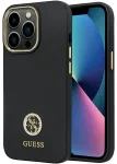 Guess GUHCP13LM4DGPK Silicone Logo Strass 4G Aizsargapvalks priek&scaron; iPhone 13 Pro / 13 6.1" / melns