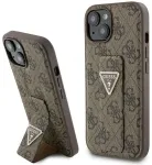 Guess GUHCP15SPGS4TDW Hardcase Grip Stand 4G Triangle Strass Aizsargapvalks priek&scaron; iPhone 15 / 14 / 13 6.1" / brūns