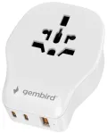 Gembird TPA-1A2C20-02-W Universālais ceļojumu strāvas adapteris 20W / balts