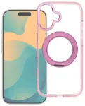 Case for iPhone 15 Frame Circle Stand compatible with MagSafe pink