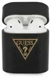 Guess GUACA2VSATMLBK Saffiano silikoninis apsauginis dėklas ausinėms Apple Airpods 1 | 2 juodas