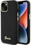 Guess GUHCP15SSMBSLK Hardcase Silicone Script Metal Logo & Fram Aizsargapvalks priek&scaron; iPhone 15 / 14 / 13 6.1" / melns