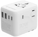 Gembird TPA-2A3C70-01-W Universālais ceļojumu strāvas adapteris 70W / balts